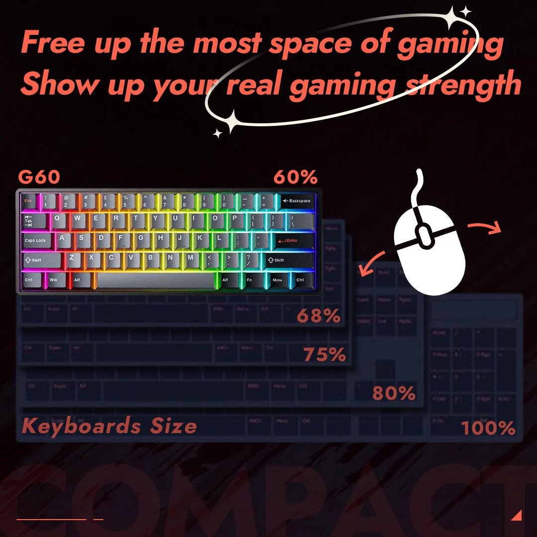 DrunkDeer G60 - Wired Actuation-Distance-Adjustable HE Magnetic Switch Gaming Keyboard - Image 4